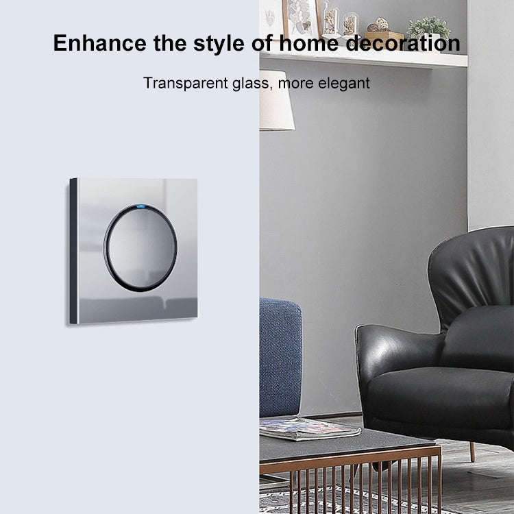 86mm Round LED Tempered Glass Switch Panel, Gray Round Glass, Style:Telephone Socket