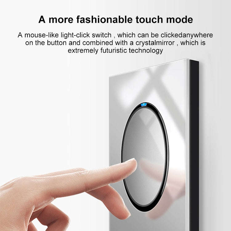 86mm Round LED Tempered Glass Switch Panel, Gray Round Glass, Style:Telephone Socket