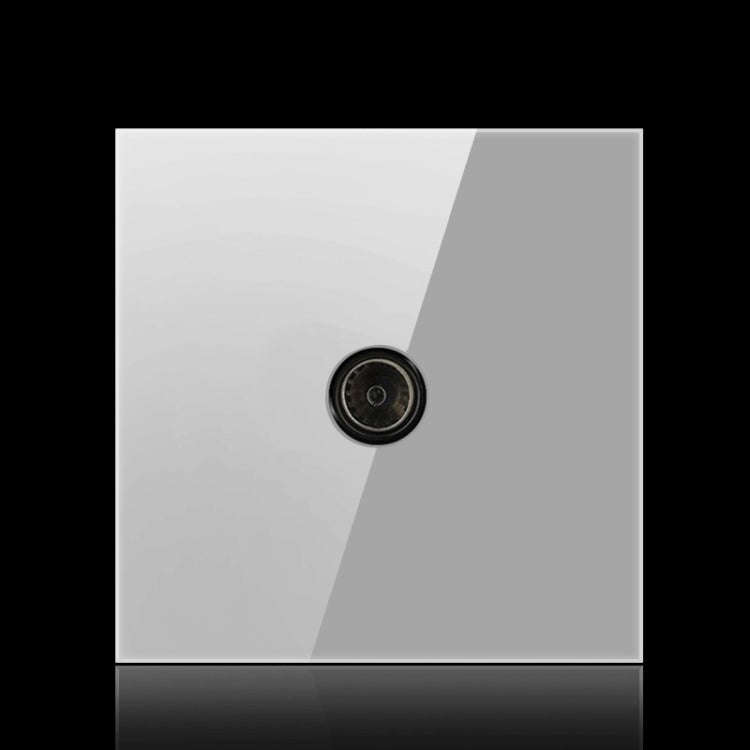 86mm Round LED Tempered Glass Switch Panel, Gray Round Glass, Style:TV Socket