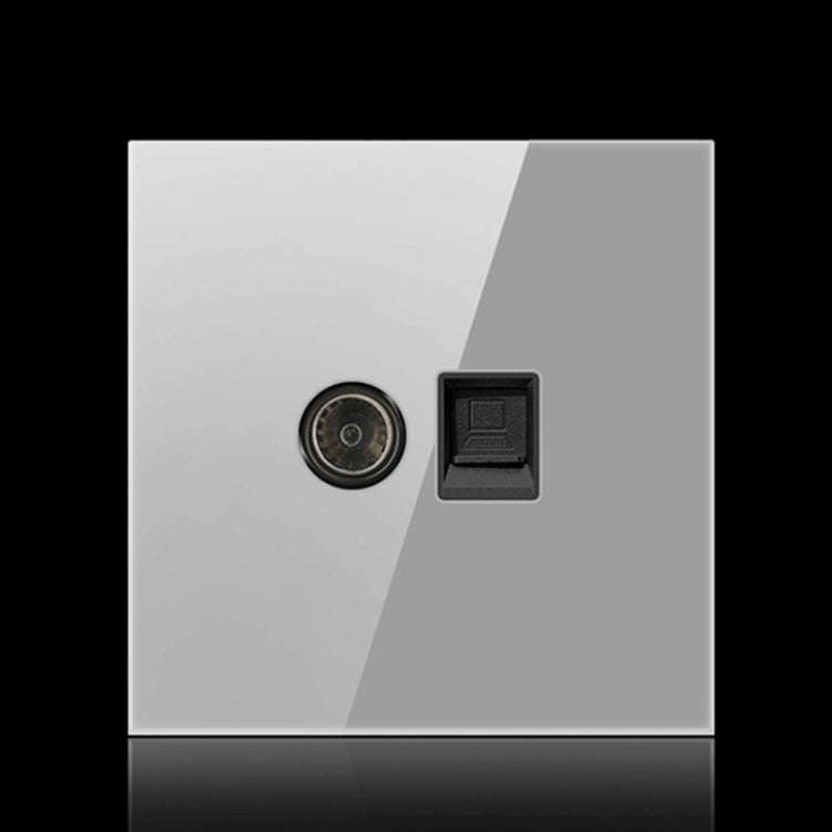 86mm Round LED Tempered Glass Switch Panel, Gray Round Glass, Style:Telephone-TV Socket