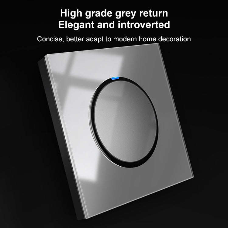 86mm Round LED Tempered Glass Switch Panel, Gray Round Glass, Style:Computer Socket