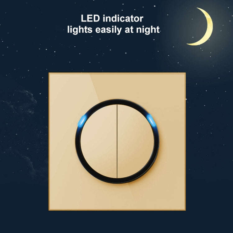 86mm Round LED Tempered Glass Switch Panel, Gold Round Glass, Style:Two Billing Control