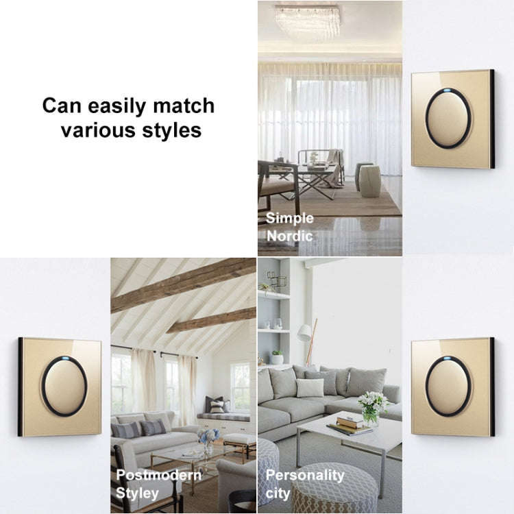 86mm Round LED Tempered Glass Switch Panel, Gold Round Glass, Style:Two Billing Control