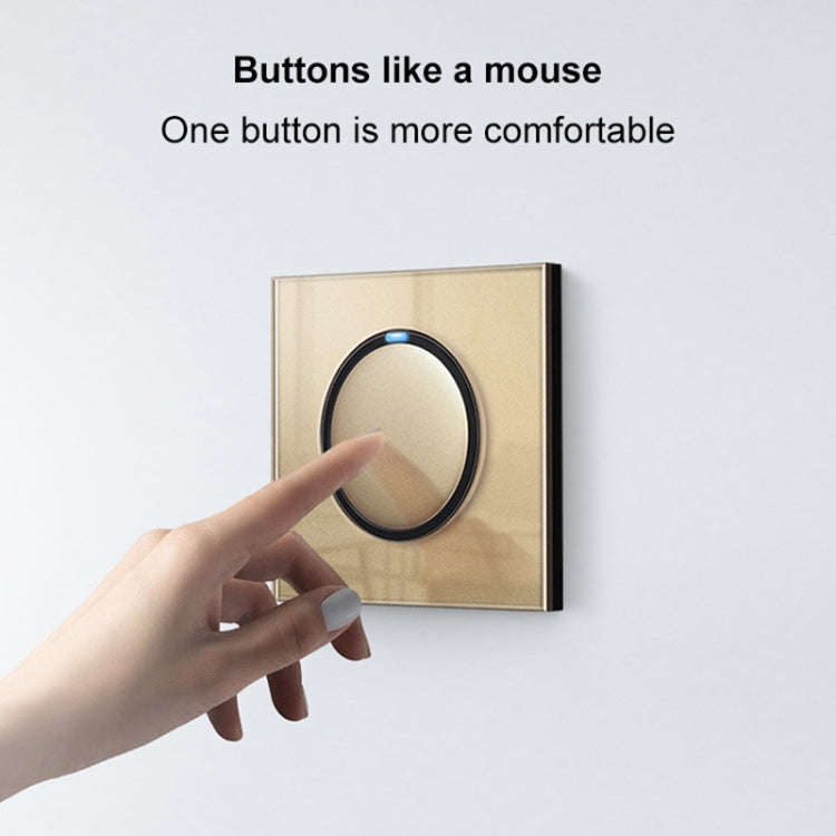 86mm Round LED Tempered Glass Switch Panel, Gold Round Glass, Style:Two Billing Control