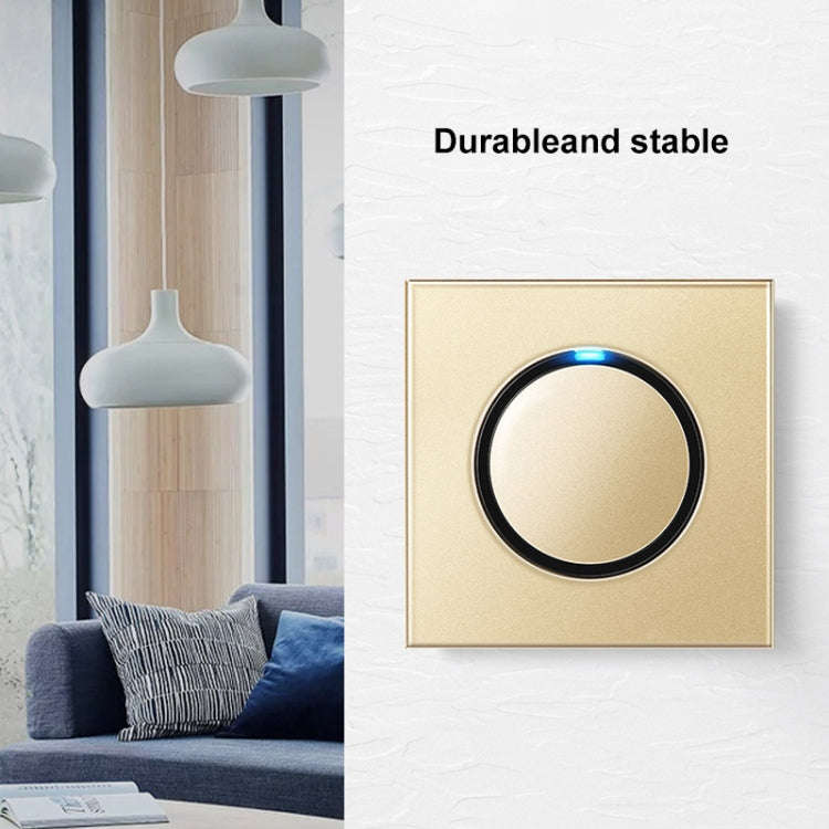 86mm Round LED Tempered Glass Switch Panel, Gold Round Glass, Style:Two Billing Control