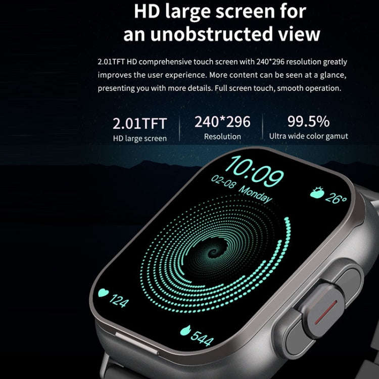 D8 2.01 inch 2 in 1 Bluetooth Earphone Silicone Band Smart Watch, Support Health Monitoring / NFC...