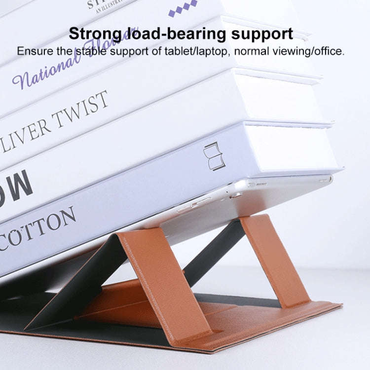 Magnetic PU Leather Tablet Laptop Folding Holder(Brown)