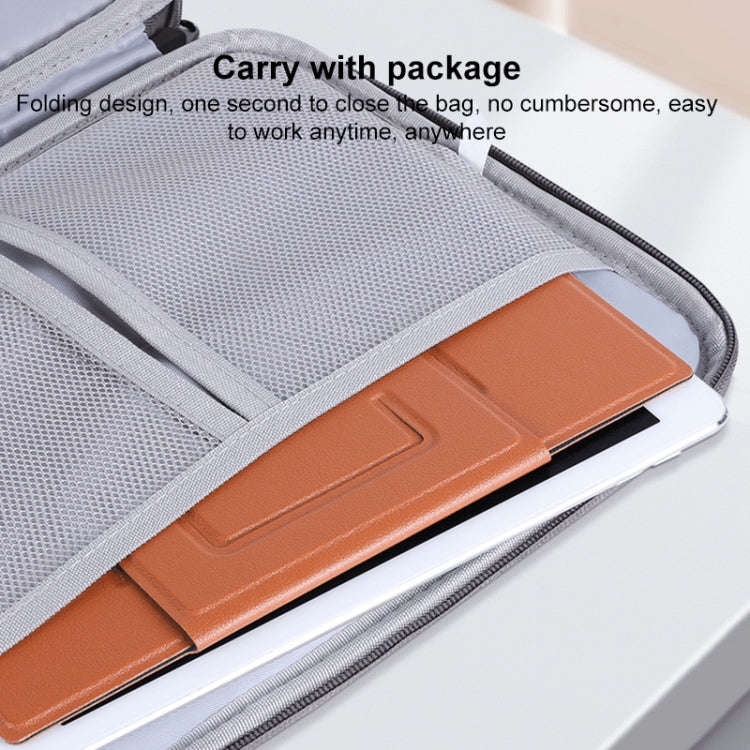 Magnetic PU Leather Tablet Laptop Folding Holder(Brown)