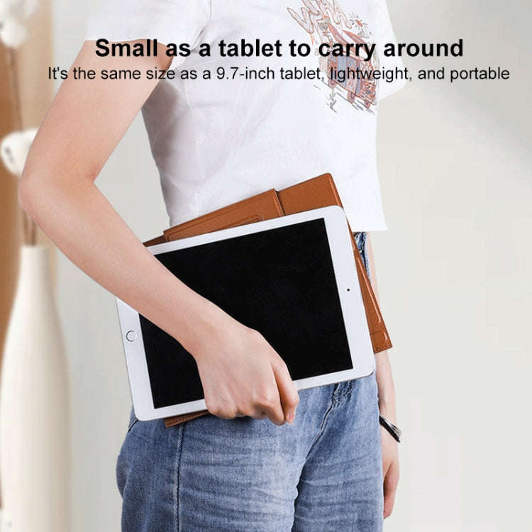 Magnetic PU Leather Tablet Laptop Folding Holder(Brown)