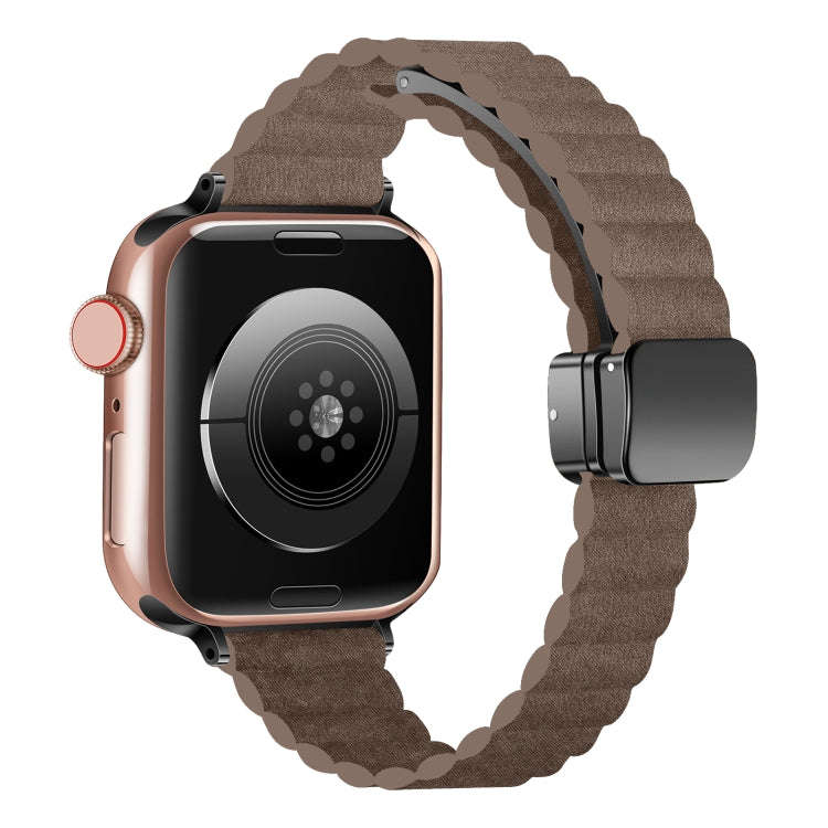 For Apple Watch 38mm Water Ripple Magnetic Folding Buckle Watch Band, Style: Thin Version(Light B...