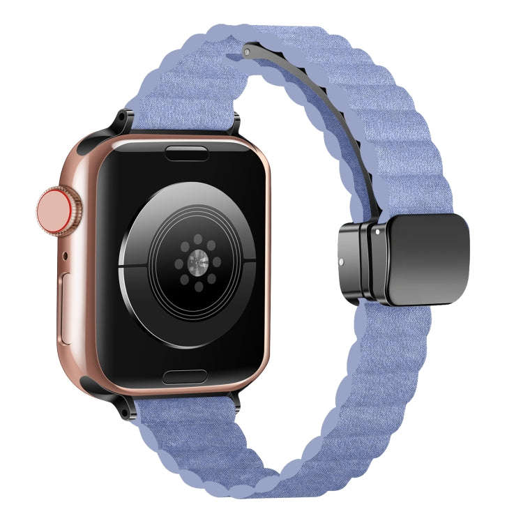 For Apple Watch 38mm Water Ripple Magnetic Folding Buckle Watch Band, Style: Thin Version(Light B...