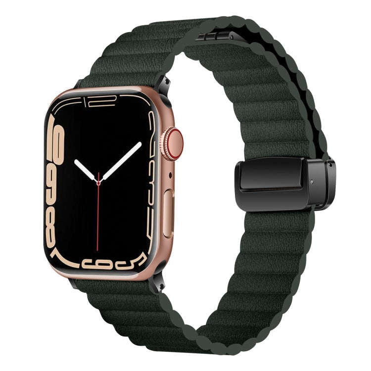 For Apple Watch SE 2022 44mm Water Ripple Magnetic Folding Buckle Watch Band, Style: Bold Version...