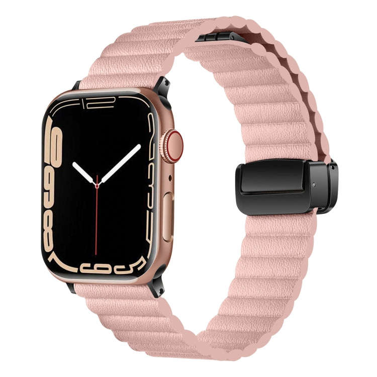 For Apple Watch SE 2022 44mm Water Ripple Magnetic Folding Buckle Watch Band, Style: Bold Version...