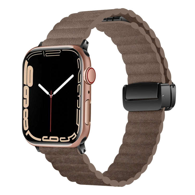 For Apple Watch 42mm Water Ripple Magnetic Folding Buckle Watch Band, Style: Bold Version(Light B...