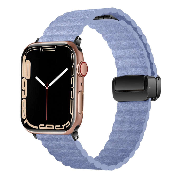 For Apple Watch 42mm Water Ripple Magnetic Folding Buckle Watch Band, Style: Bold Version(Light B...