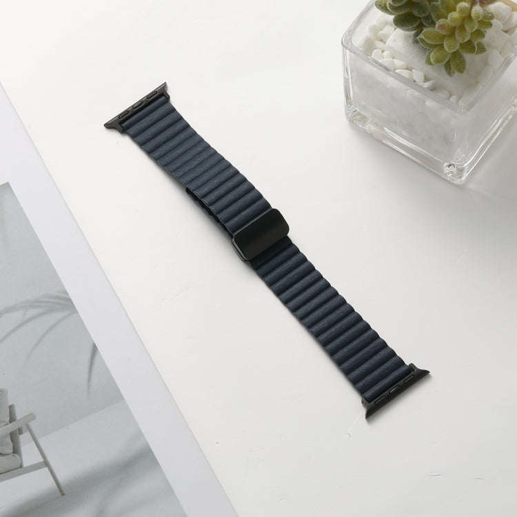 For Apple Watch 42mm Water Ripple Magnetic Folding Buckle Watch Band, Style: Bold Version(Indigo ...