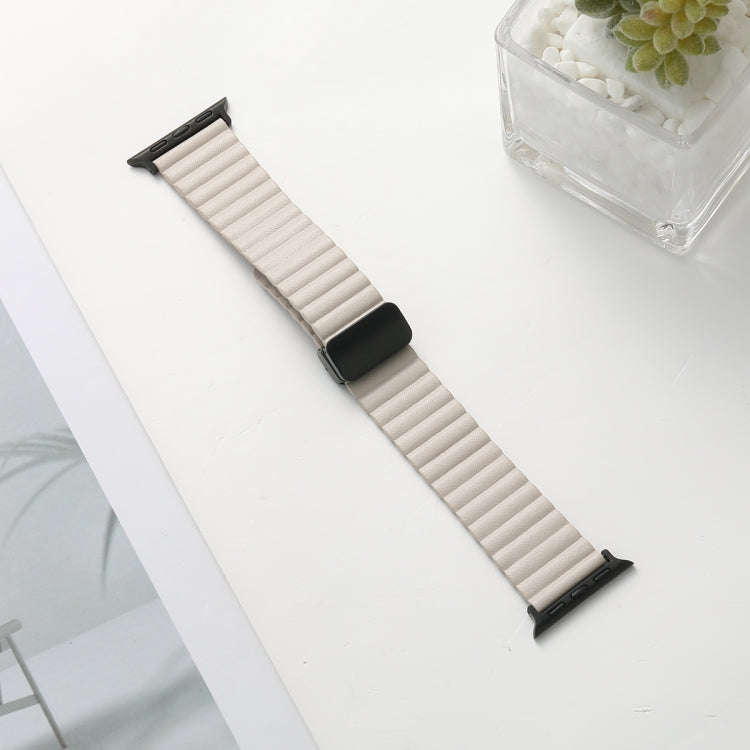 For Apple Watch 42mm Water Ripple Magnetic Folding Buckle Watch Band, Style: Bold Version(Starlig...