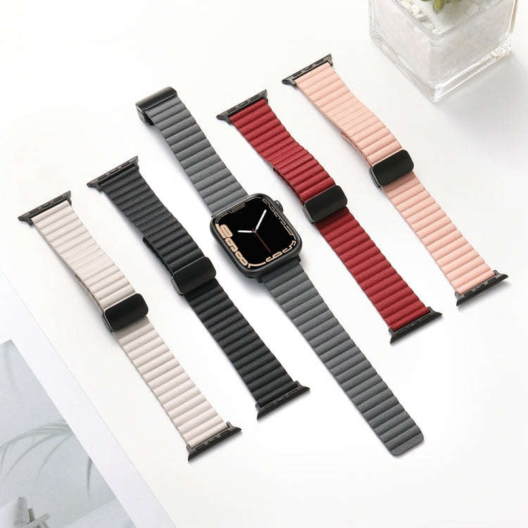 For Apple Watch 42mm Water Ripple Magnetic Folding Buckle Watch Band, Style: Bold Version(Indigo ...