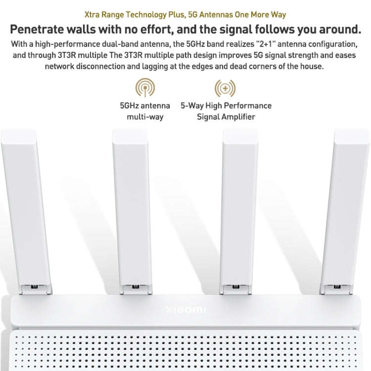 Original Xiaomi AX3000T 2.4GHz/5GHz Dual-band 1.3GHz CPU Router Supports NFC Connection, US Plug(...