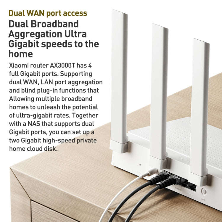 Original Xiaomi AX3000T 2.4GHz/5GHz Dual-band 1.3GHz CPU Router Supports NFC Connection, US Plug(...