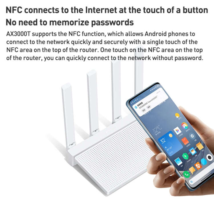 Original Xiaomi AX3000T 2.4GHz/5GHz Dual-band 1.3GHz CPU Router Supports NFC Connection, US Plug(...