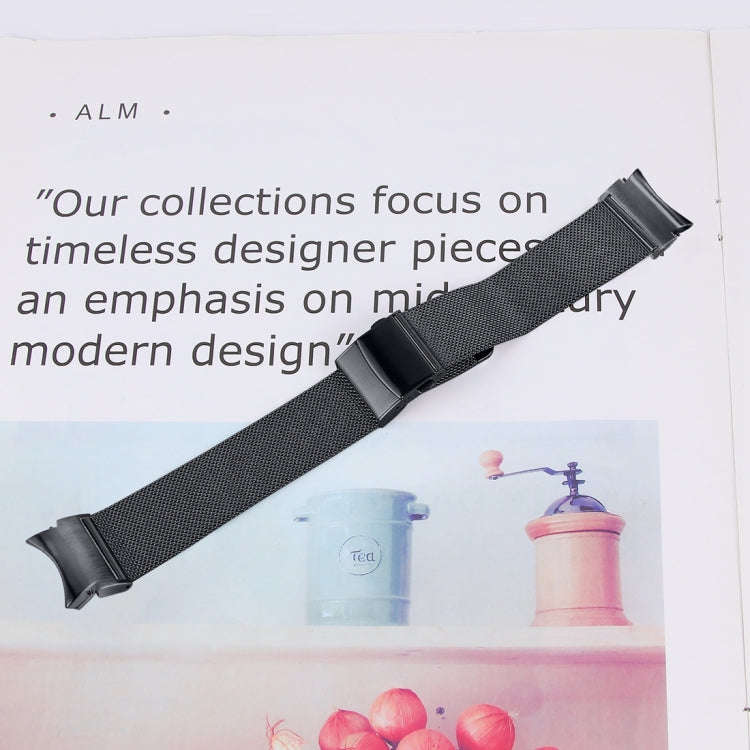 For Samsung Galaxy Watch 6 Quick Release Button Turtle Buckle Milan Watch Band(Black)