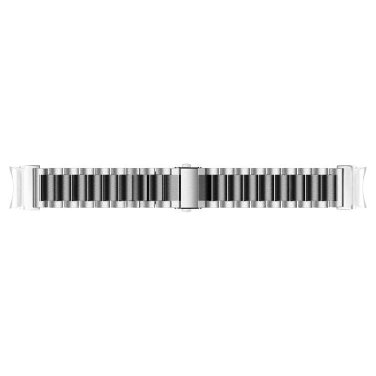 For Samsung Galaxy Watch 6 Quick Release Button Three-bead Stainless Steel Watch Band(Silver Black)