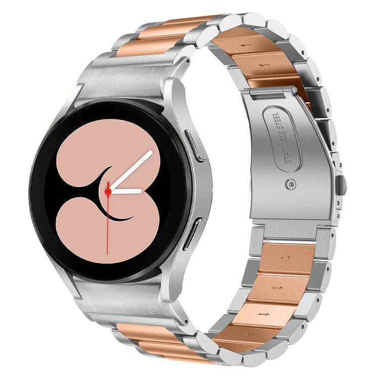 For Samsung Galaxy Watch 6 Quick Release Button Three-bead Stainless Steel Watch Band(Silver Rose...