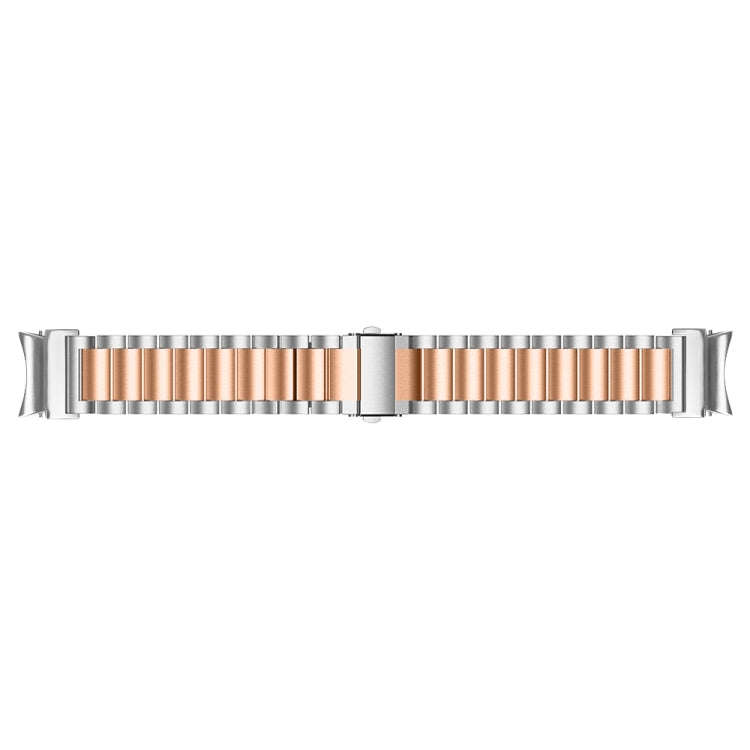 For Samsung Galaxy Watch 6 Quick Release Button Three-bead Stainless Steel Watch Band(Silver Rose...