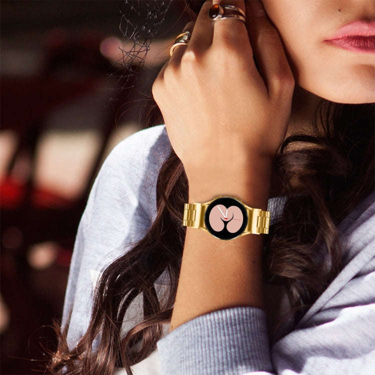 For Samsung Galaxy Watch 6 Quick Release Button Three-bead Stainless Steel Watch Band(Gold)