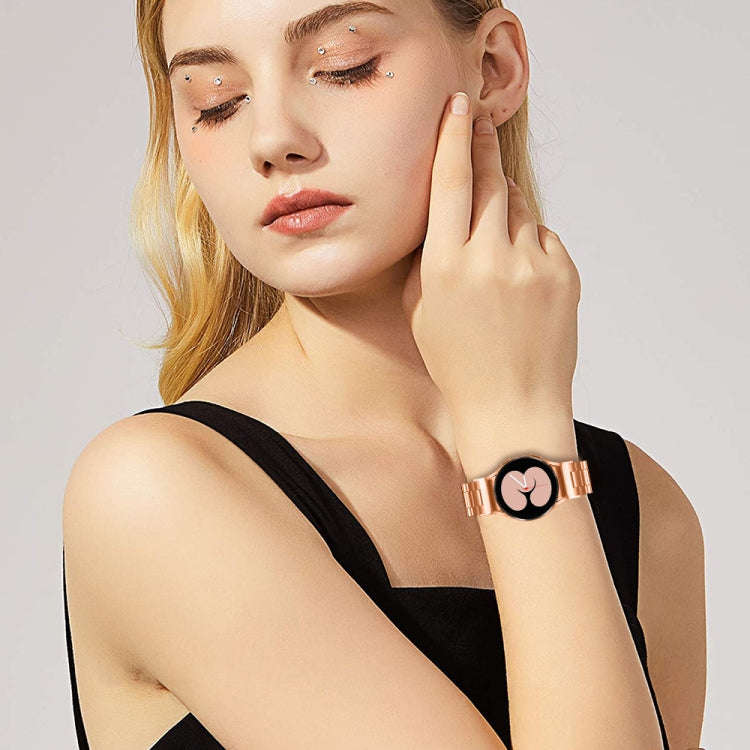 For Samsung Galaxy Watch 6 Quick Release Button Three-bead Stainless Steel Watch Band(Rose Gold)
