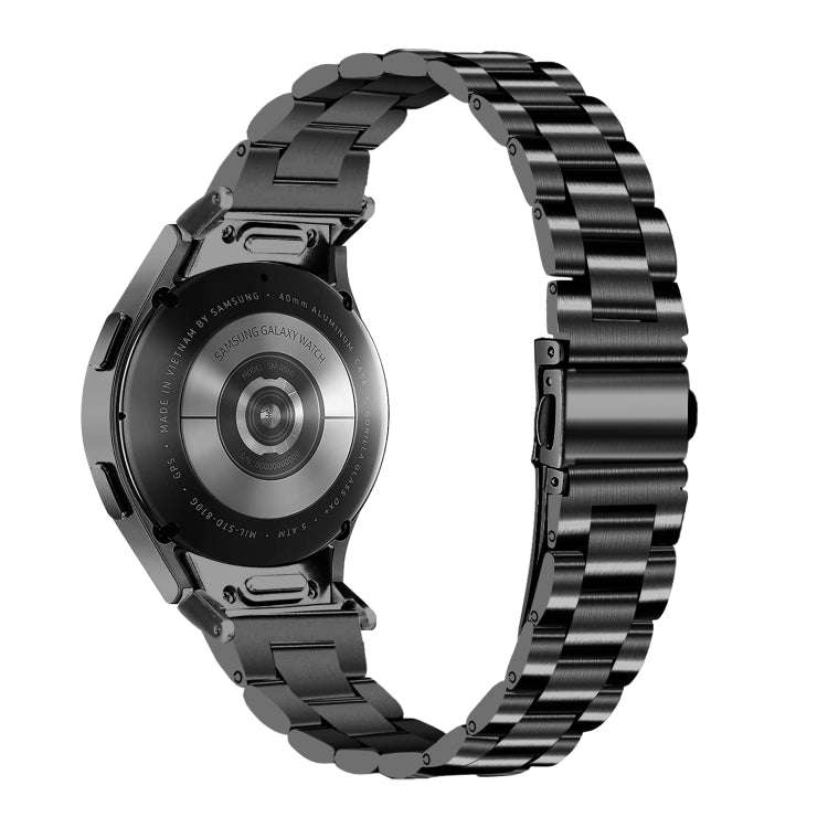 For Samsung Galaxy Watch 6 Quick Release Button Slim Three-bead Stainless Steel Watch Band(Black)