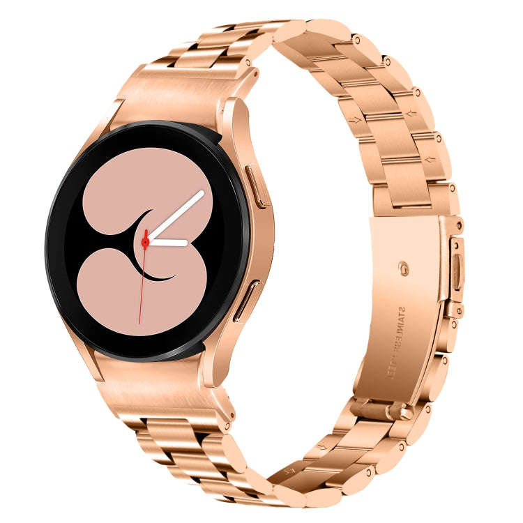 For Samsung Galaxy Watch 6 Quick Release Button Slim Three-bead Stainless Steel Watch Band(Rose G...