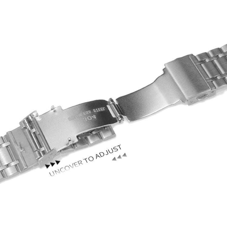 22mm Universal Dual Press Buckle Five-bead Stainless Steel Watch Band(Silver Rose Gold)