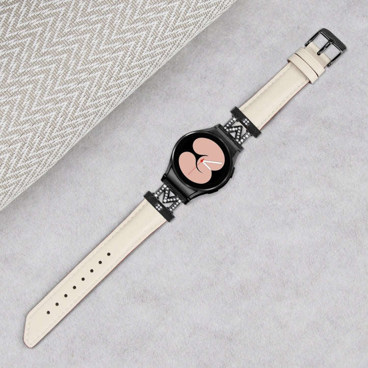 For Samsung Galaxy Watch6 / 6 Classic M Letter D-shaped Twill Leather Watch Band(Black Apricot)