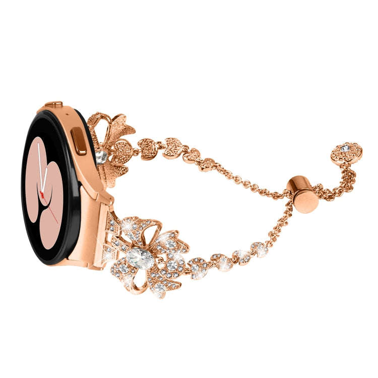 For Samsung Galaxy Watch6 / 6 Classic Bowknot Glitter Diamond Bracelet Watch Band(Rose Gold)