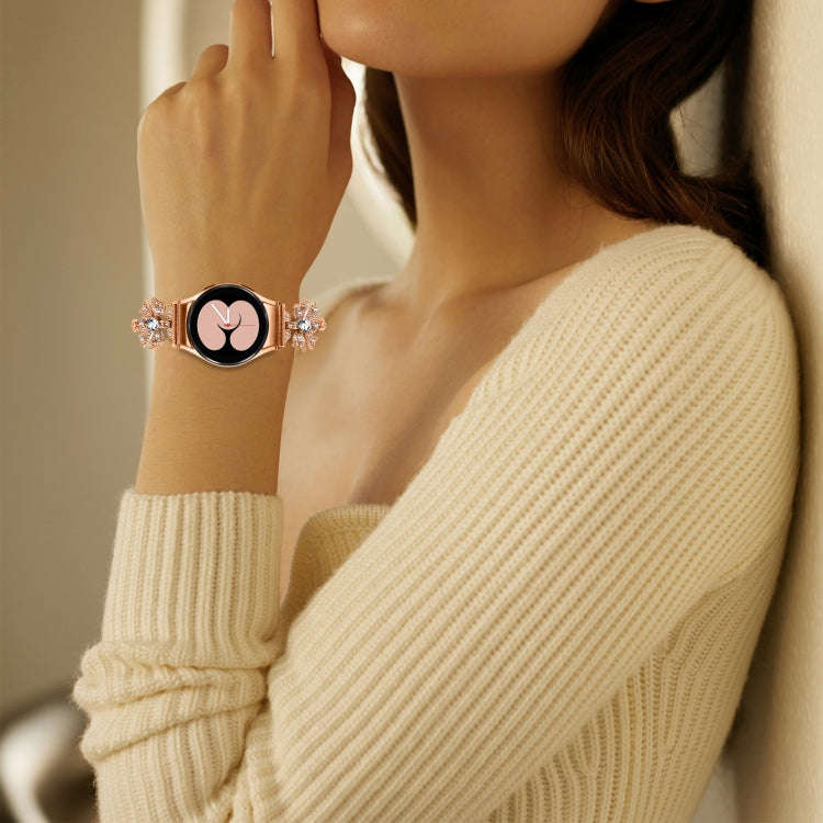 For Samsung Galaxy Watch6 / 6 Classic Bowknot Glitter Diamond Bracelet Watch Band(Rose Gold)