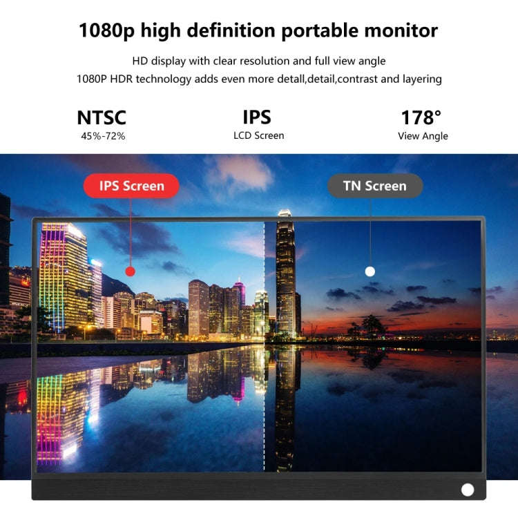15.6 inch HDR 1080P IPS Screen Portable Monitor(No Charger)