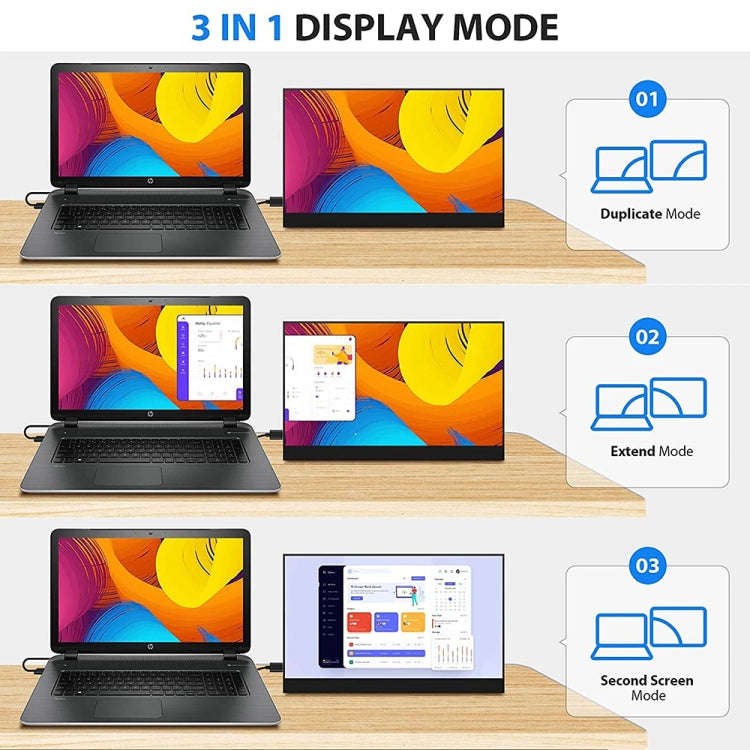 15.6 inch HDR 1080P IPS Screen Portable Monitor(No Charger)