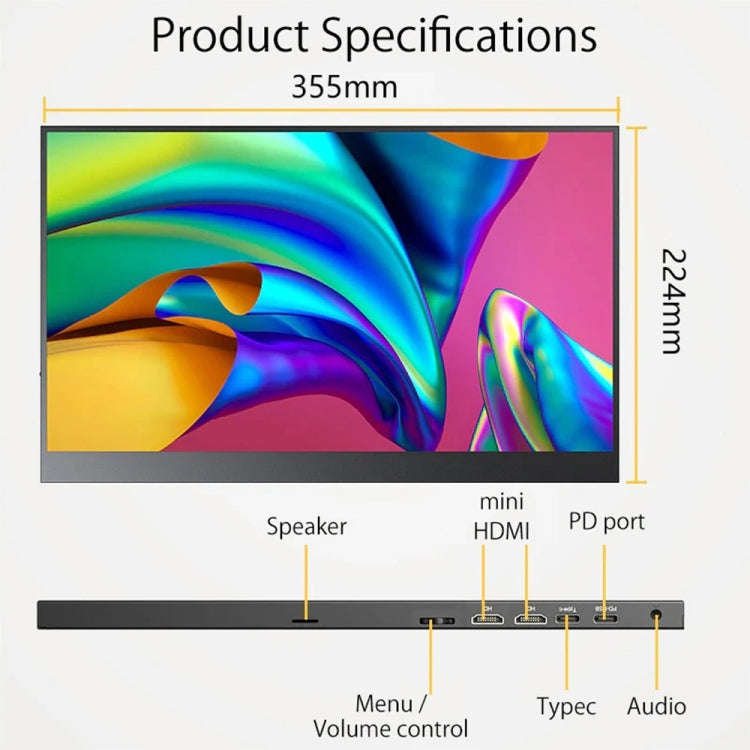 15.6 inch HDR 1080P IPS Screen Portable Monitor(No Charger)