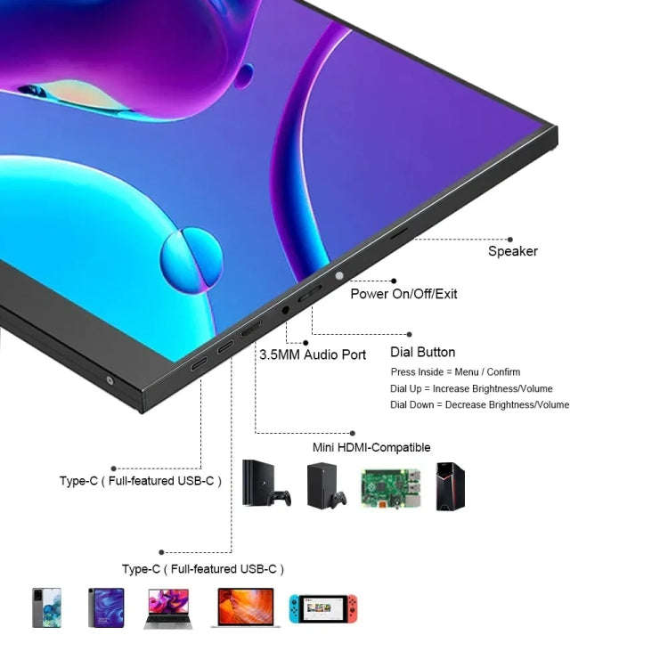 18 inch HDR 2560x1600P IPS Screen Portable Monitor(EU Plug)