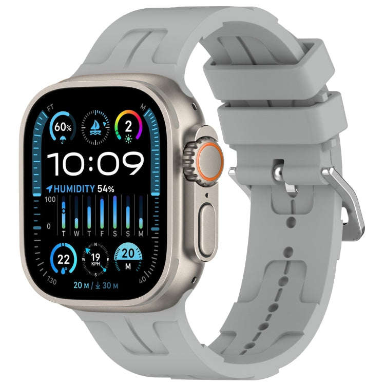 For Apple Watch Ultra 2 49mm H Texture Silicone Ladder Buckle Watch Band(Grey)