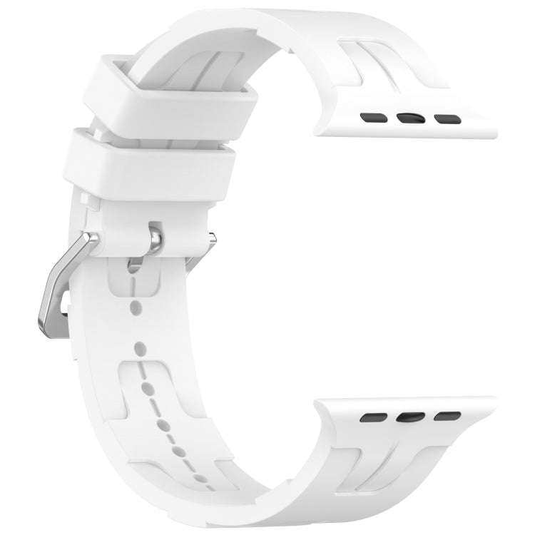 For Apple Watch Series 9 41mm H Texture Silicone Ladder Buckle Watch Band(White)