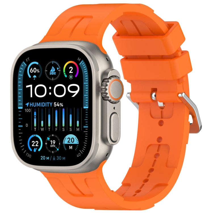 For Apple Watch Ultra 49mm H Texture Silicone Ladder Buckle Watch Band(Orange)