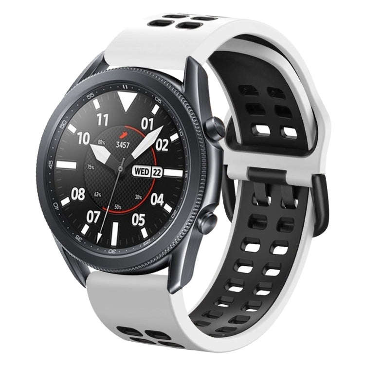 For Samsung Galaxy Watch 6 / 6 Classic Dual-row Hole Two Color Silicone Watch Band(White Black)