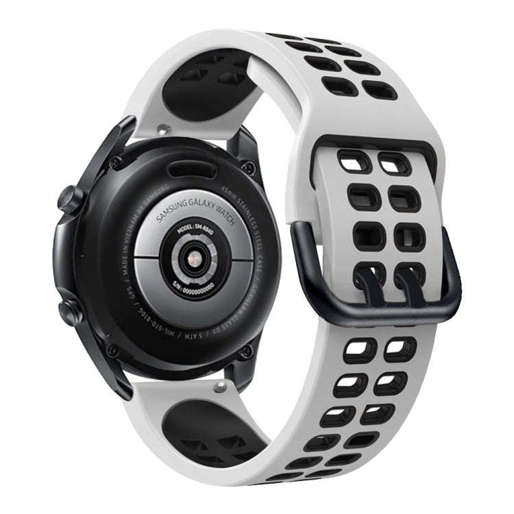 For Samsung Galaxy Watch 6 / 6 Classic Dual-row Hole Two Color Silicone Watch Band(White Black)