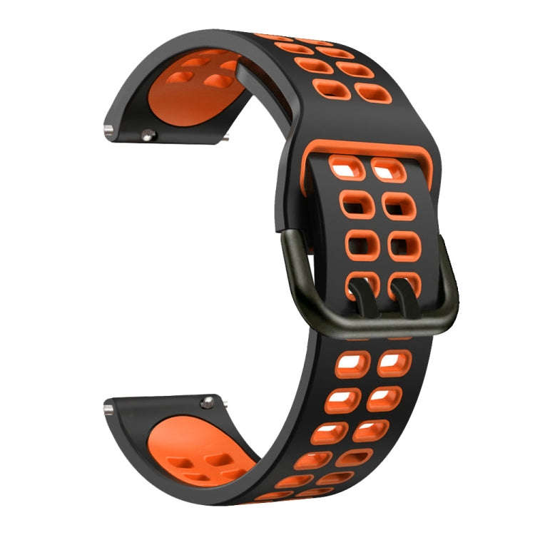 For Samsung Galaxy Watch 6 / 6 Classic Dual-row Hole Two Color Silicone Watch Band(Black Orange)