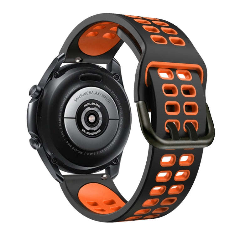For Samsung Galaxy Watch 6 / 6 Classic Dual-row Hole Two Color Silicone Watch Band(Black Orange)