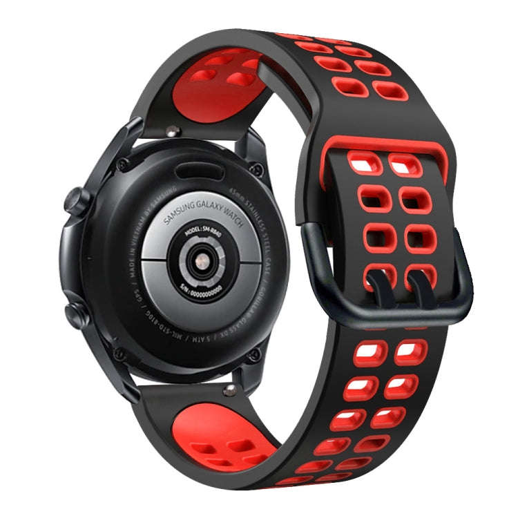 For Samsung Galaxy Watch 6 / 6 Classic Dual-row Hole Two Color Silicone Watch Band(Black Red)