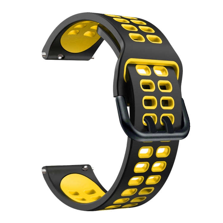 For Samsung Galaxy Watch 6 / 6 Classic Dual-row Hole Two Color Silicone Watch Band(Black Yellow)